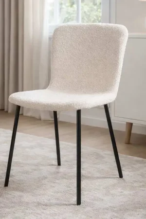 Achat Immédiat Chaise 'Sheepy' effet chenille blanche